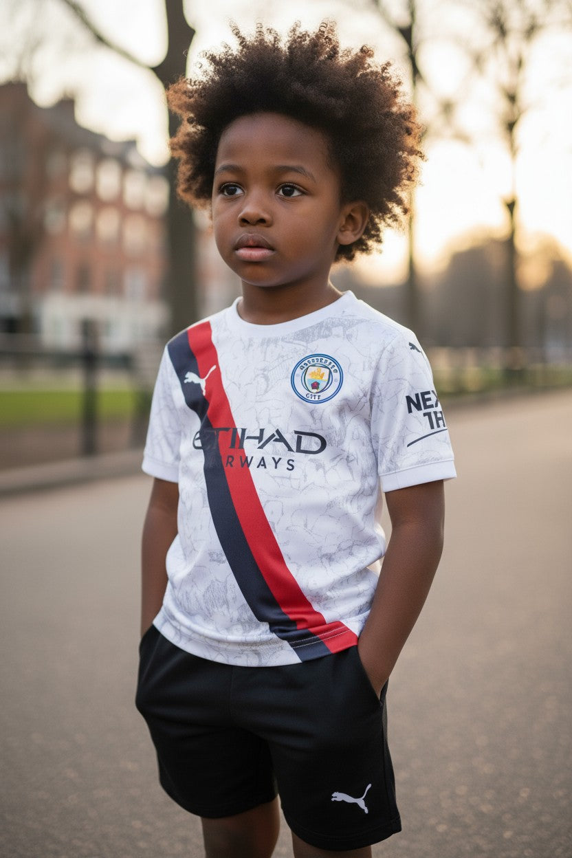 Manchester City Puma 25/26 Kids Away Kit - Inc Socks
